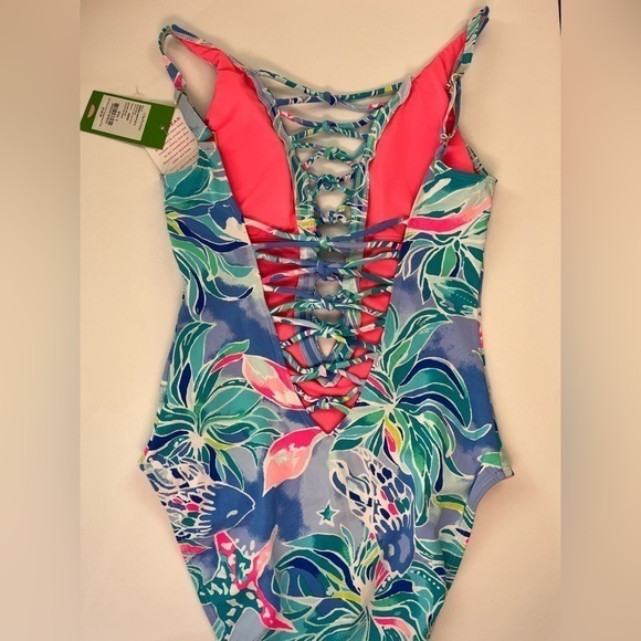 Lilly Pulitzer NWT Women’s Isle Lattice One Piece Bennet Blue Celestial‎ Seas 2 - Picture 5 of 5